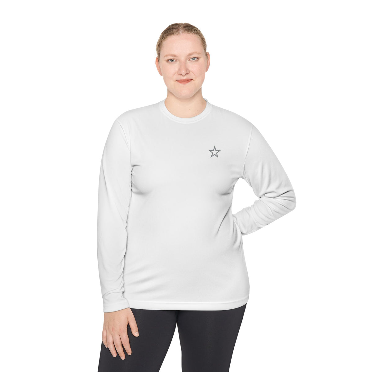 Minimal Star Chest Long Sleeve Tee — Simple Unisex Lightweight Shirt