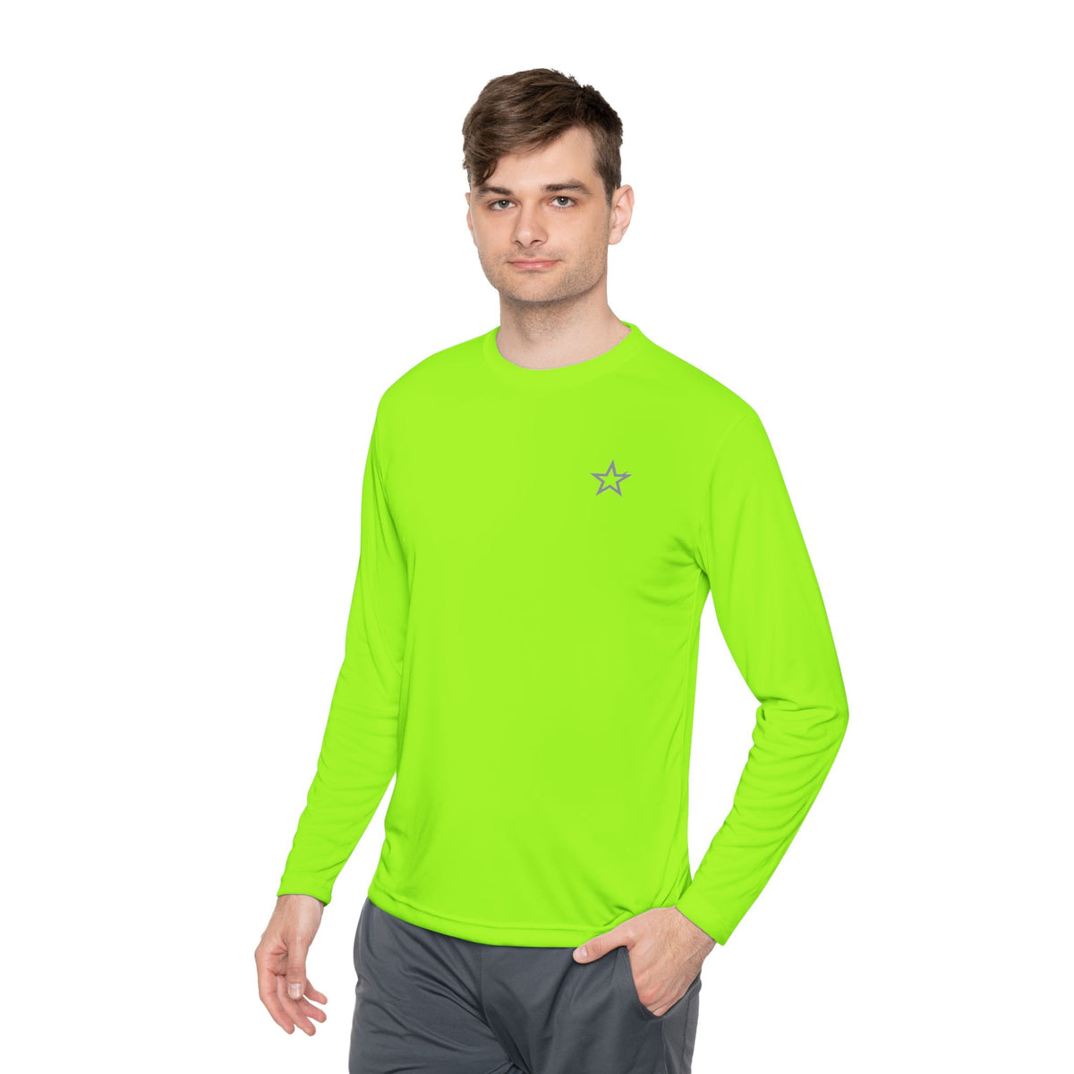 Minimal Star Chest Long Sleeve Tee — Simple Unisex Lightweight Shirt