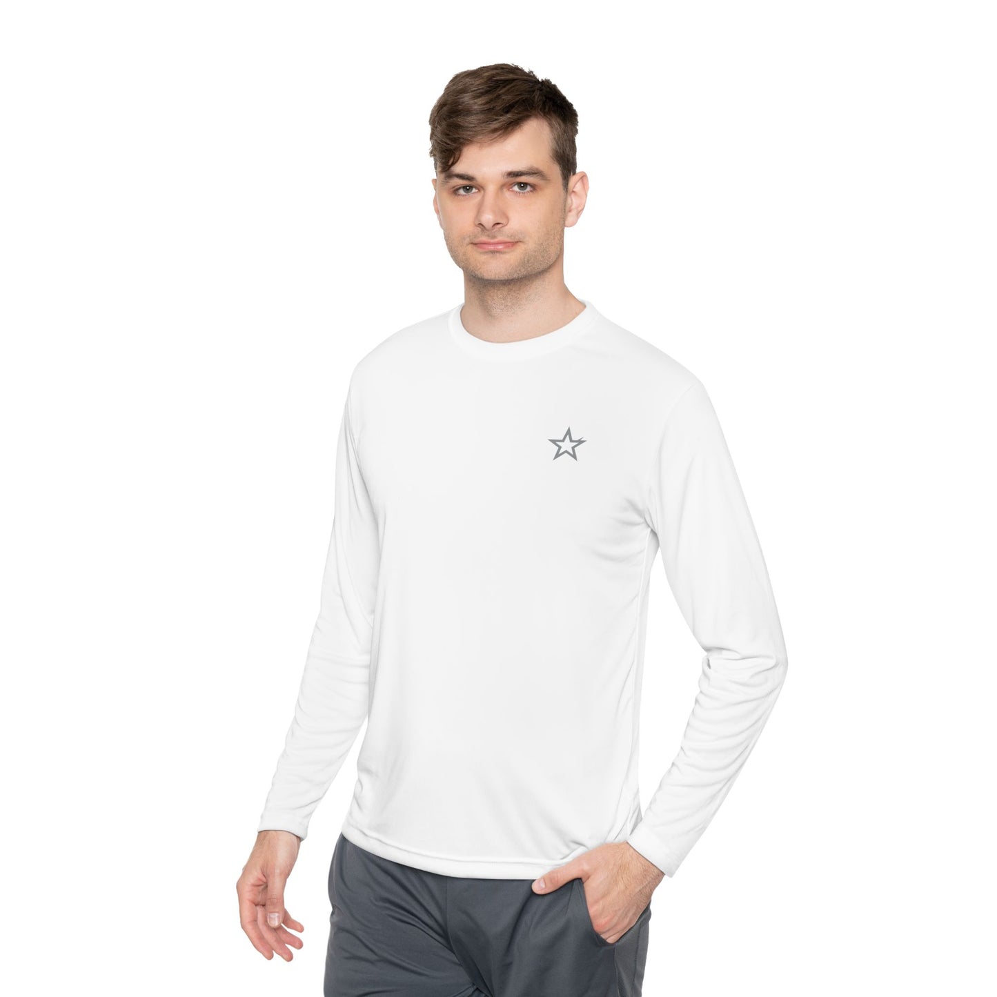 Minimal Star Chest Long Sleeve Tee — Simple Unisex Lightweight Shirt