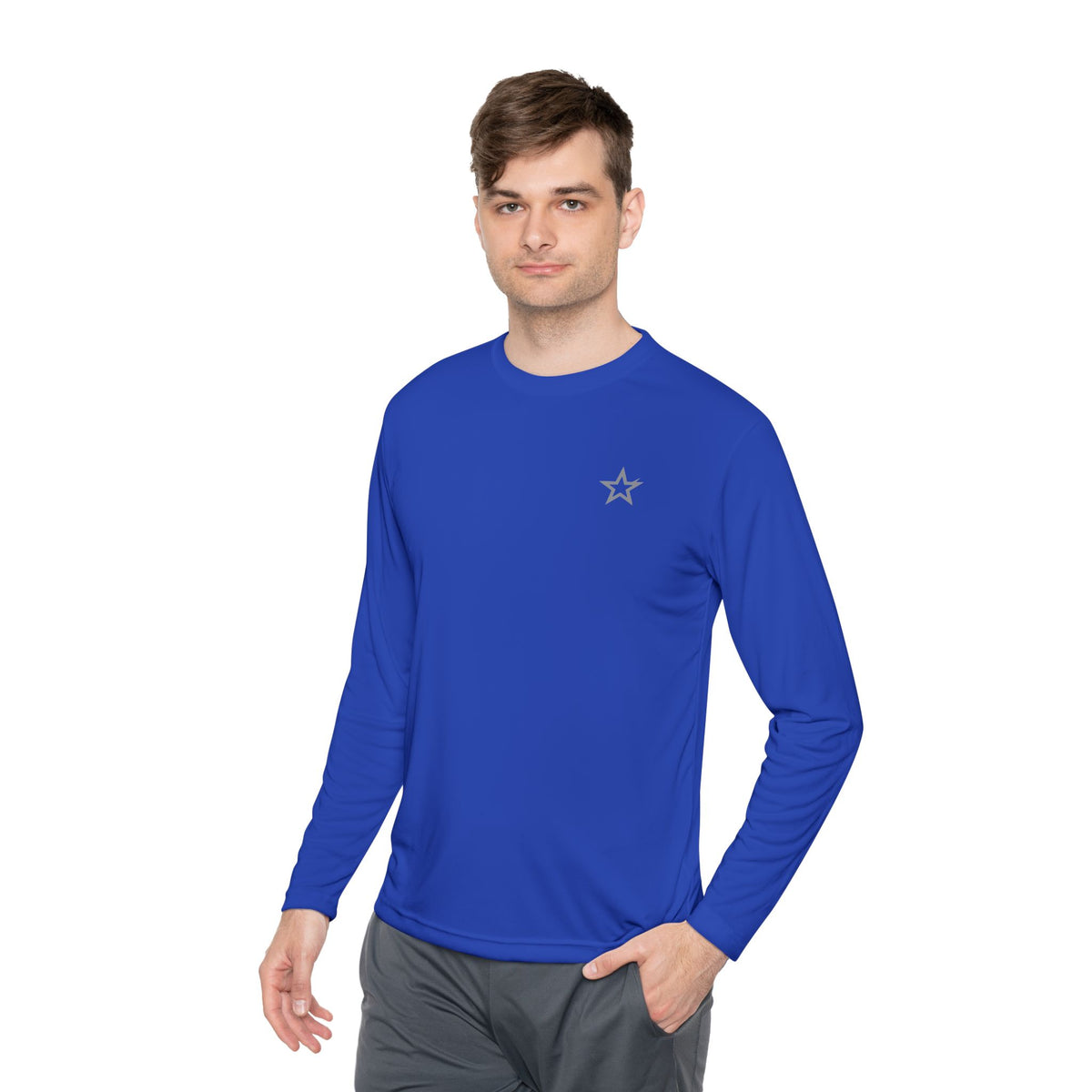 Minimal Star Chest Long Sleeve Tee — Simple Unisex Lightweight Shirt